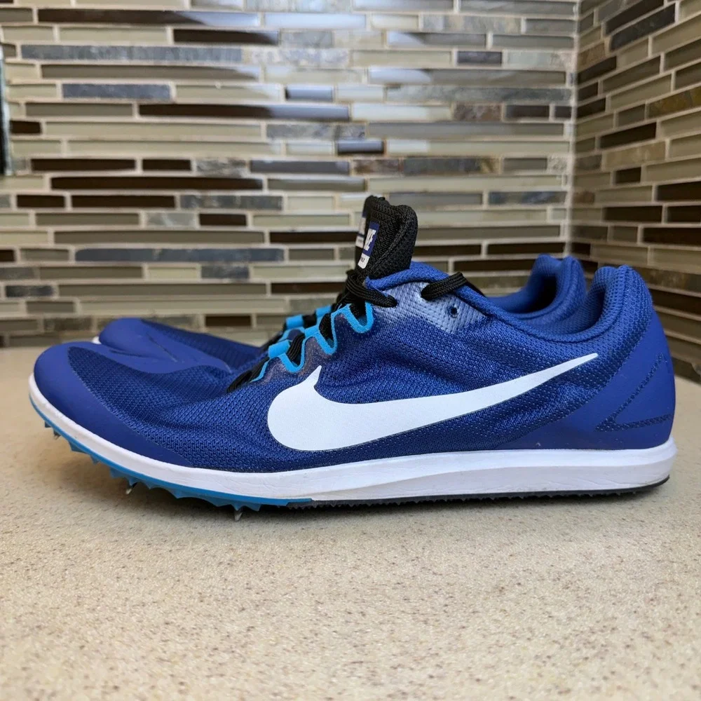 Nike Zoom Rival D 10 Mens 12 Blue &  White Track Field Racing‎ Spikes 907566-400